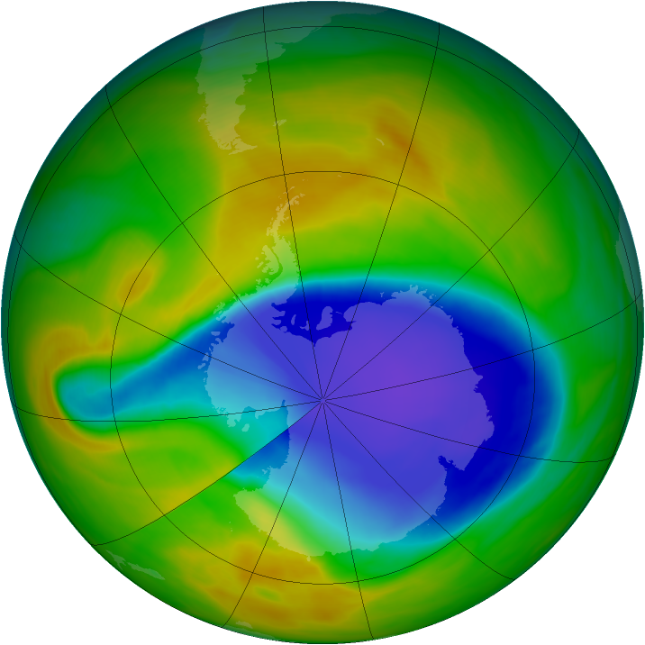 Antarctic ozone map for 30 October 2007